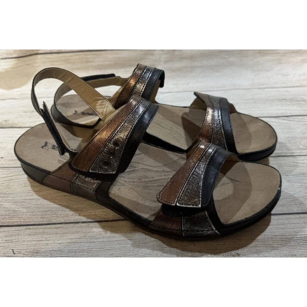 Romika Sandals Fidschi 5 Casual Open Toe Wedge Slingback Bronze Silver Sz 42